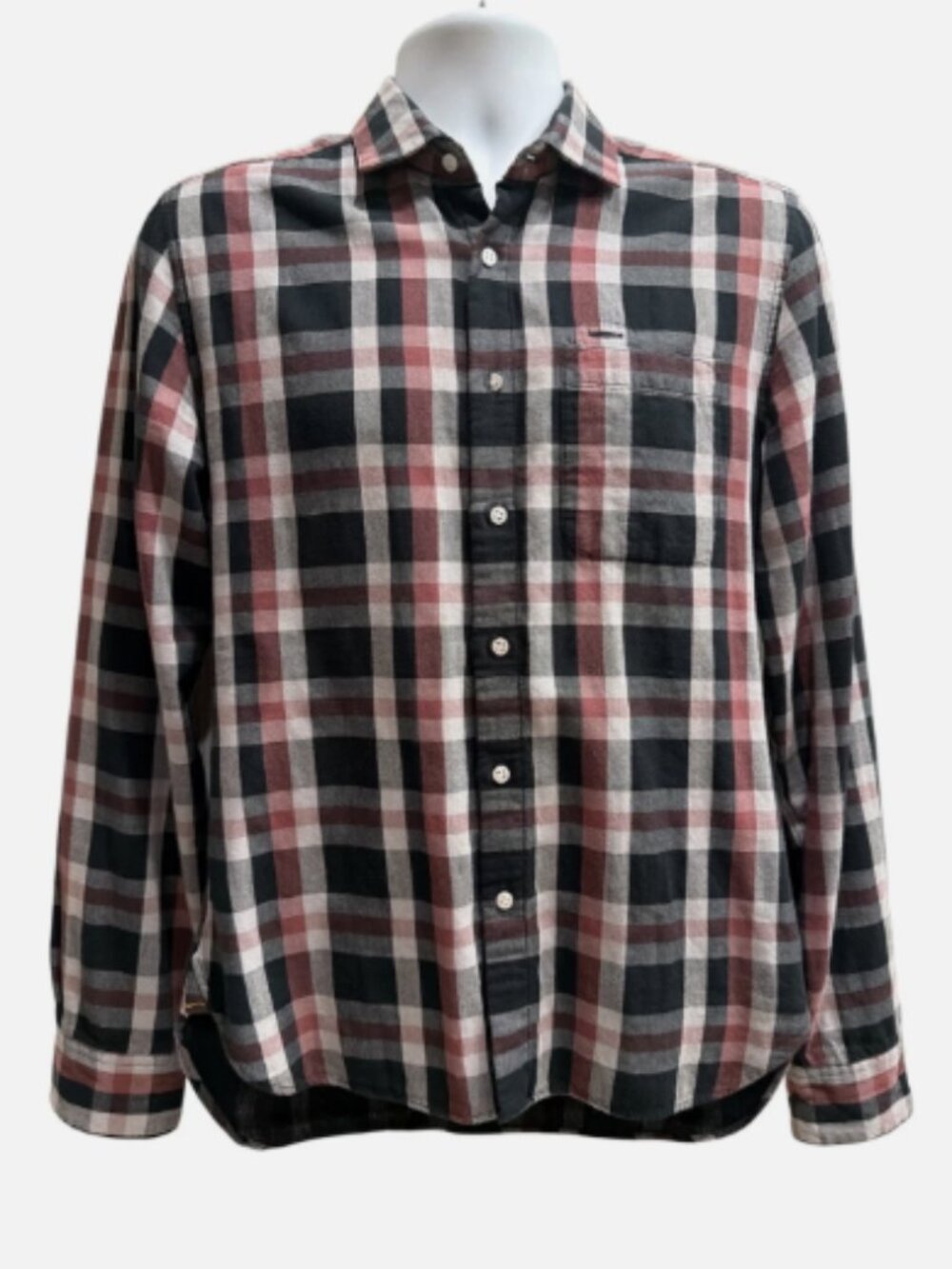Shipley & Halmos Flannel NYC Mens Brown Black Striped Button Up Fall Winter